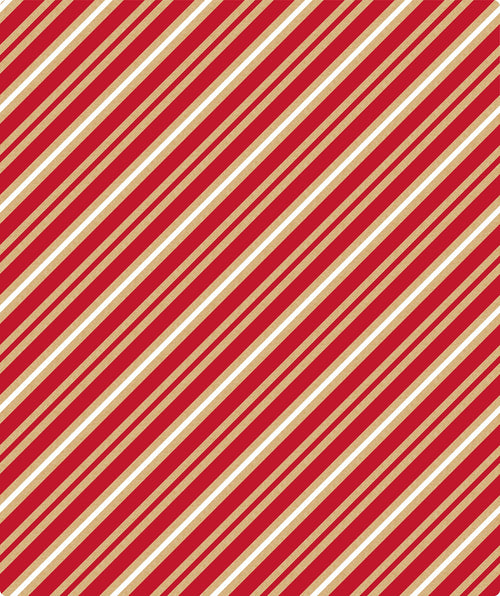 White & Red Diagonal Stripe Christmas Kraft Wrapping Paper with Cut Line on Reverse