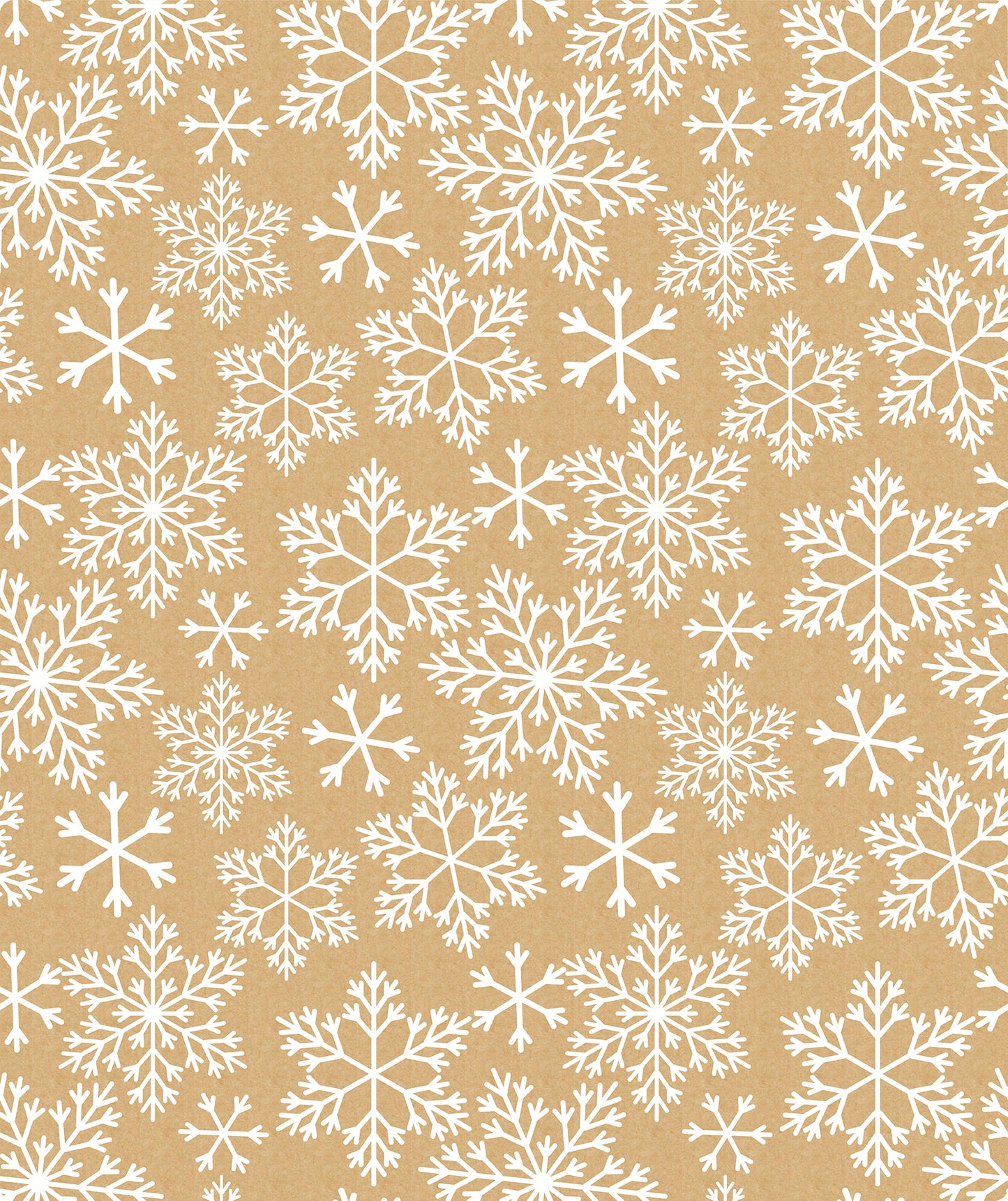 White Snow Flake Christmas Kraft Wrapping Paper with Cut Line on Reverse