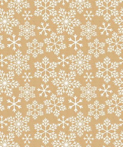 White Snow Flake Christmas Kraft Wrapping Paper with Cut Line on Reverse