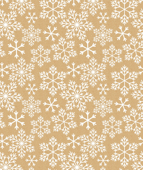 White Snow Flake Christmas Kraft Wrapping Paper with Cut Line on Reverse