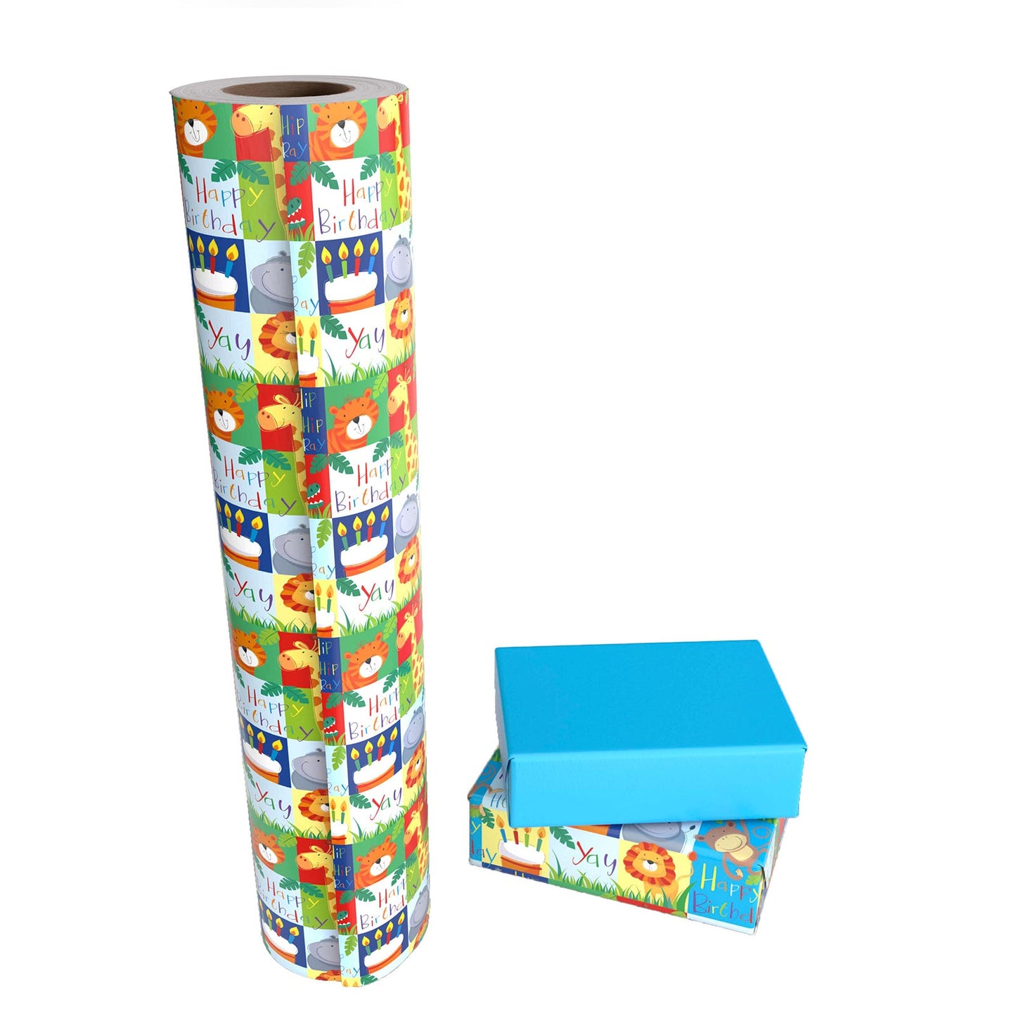 Wild Animal Print Wrapping Paper with Blue Color on Reverse