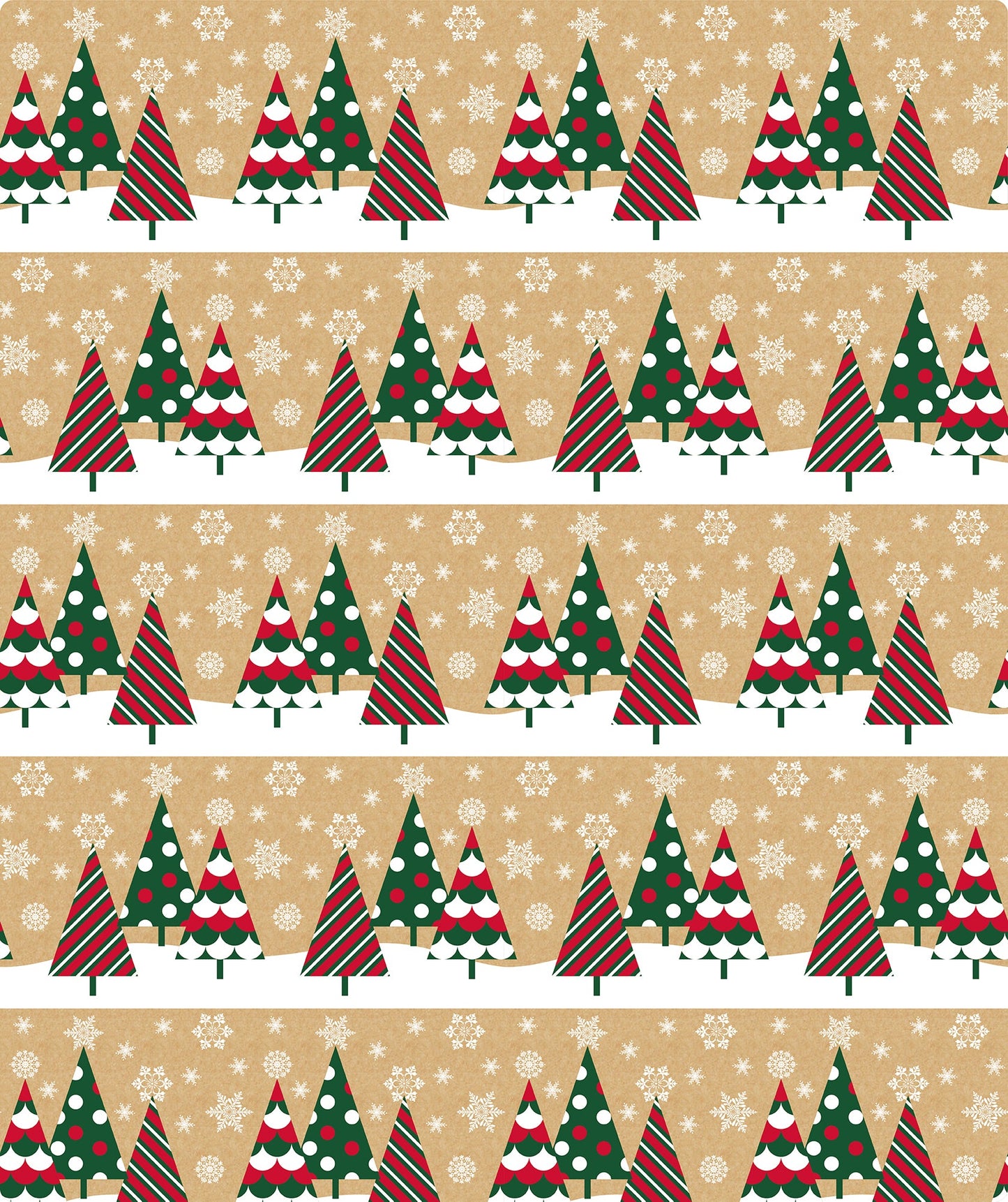 Xmas Tree Christmas Kraft Wrapping Paper with Cut Line on Reverse