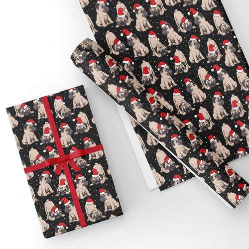 French Bulldog with Christmas Hat Wrapping Paper 19.7" X 27.6"