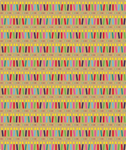 Colorful Candle Eco-Friendly Kraft Wrapping Paper with Cut Line on Reverse