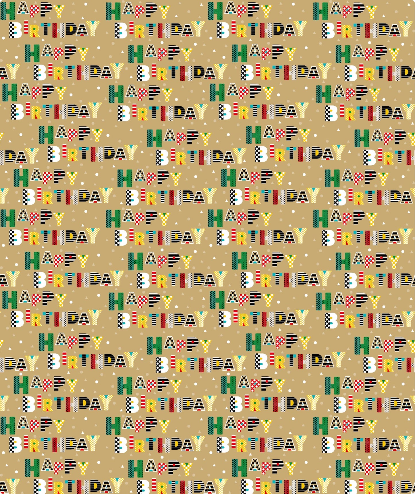 Cute Birthday Letters Eco-friendly Kraft Wrapping Paper wtih Cut Line on Reverse