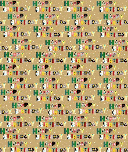 Cute Birthday Letters Eco-friendly Kraft Wrapping Paper wtih Cut Line on Reverse