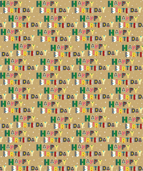 Cute Birthday Letters Eco-friendly Kraft Wrapping Paper wtih Cut Line on Reverse
