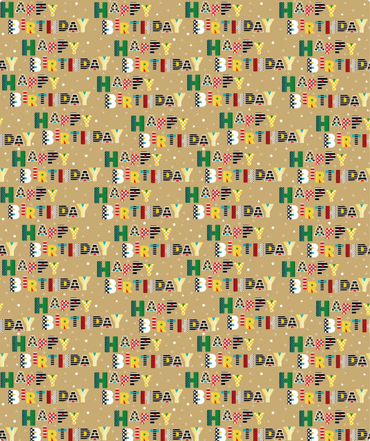 Cute Birthday Letters Eco-friendly Kraft Wrapping Paper wtih Cut Line on Reverse