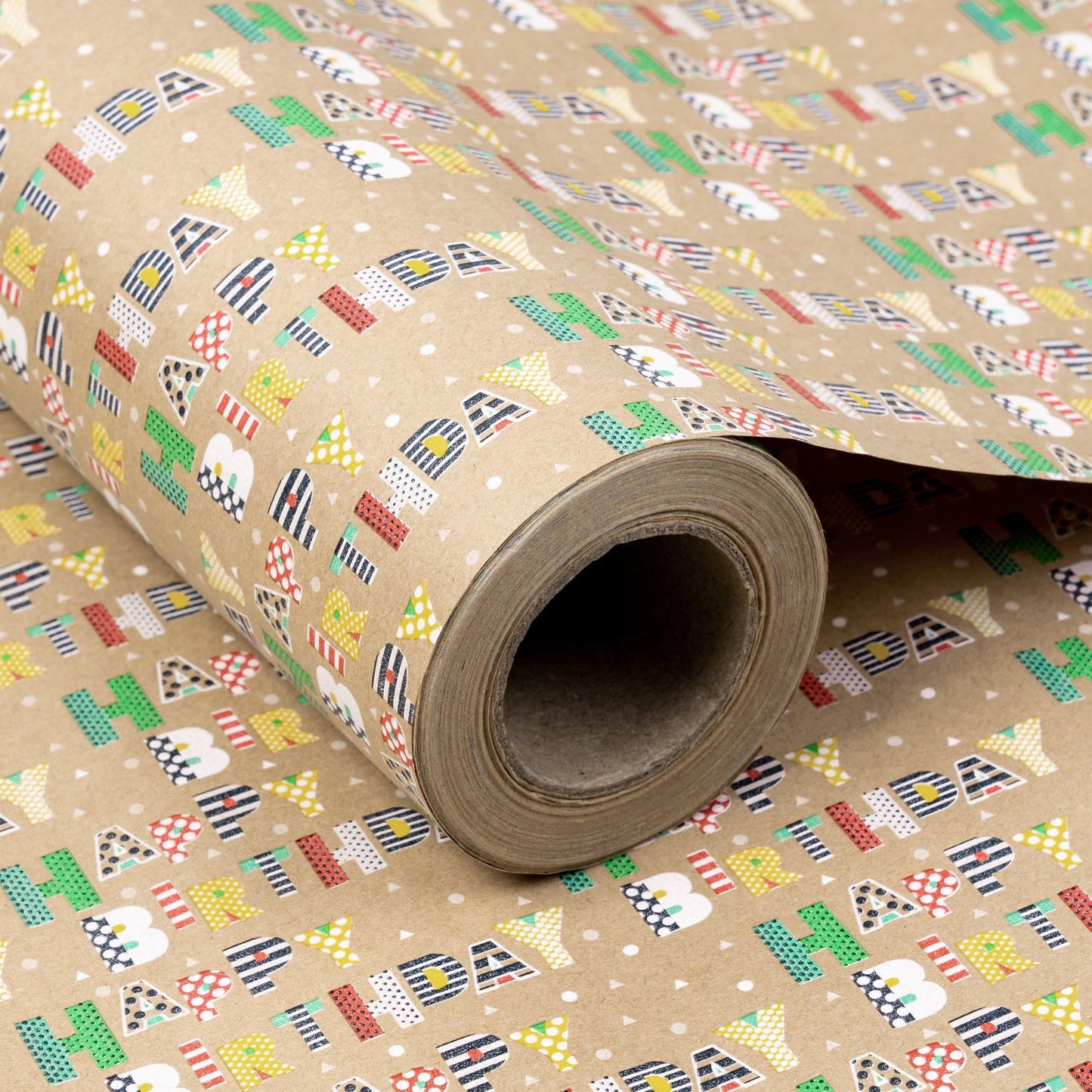 Cute Birthday Letters Eco-friendly Kraft Wrapping Paper wtih Cut Line on Reverse