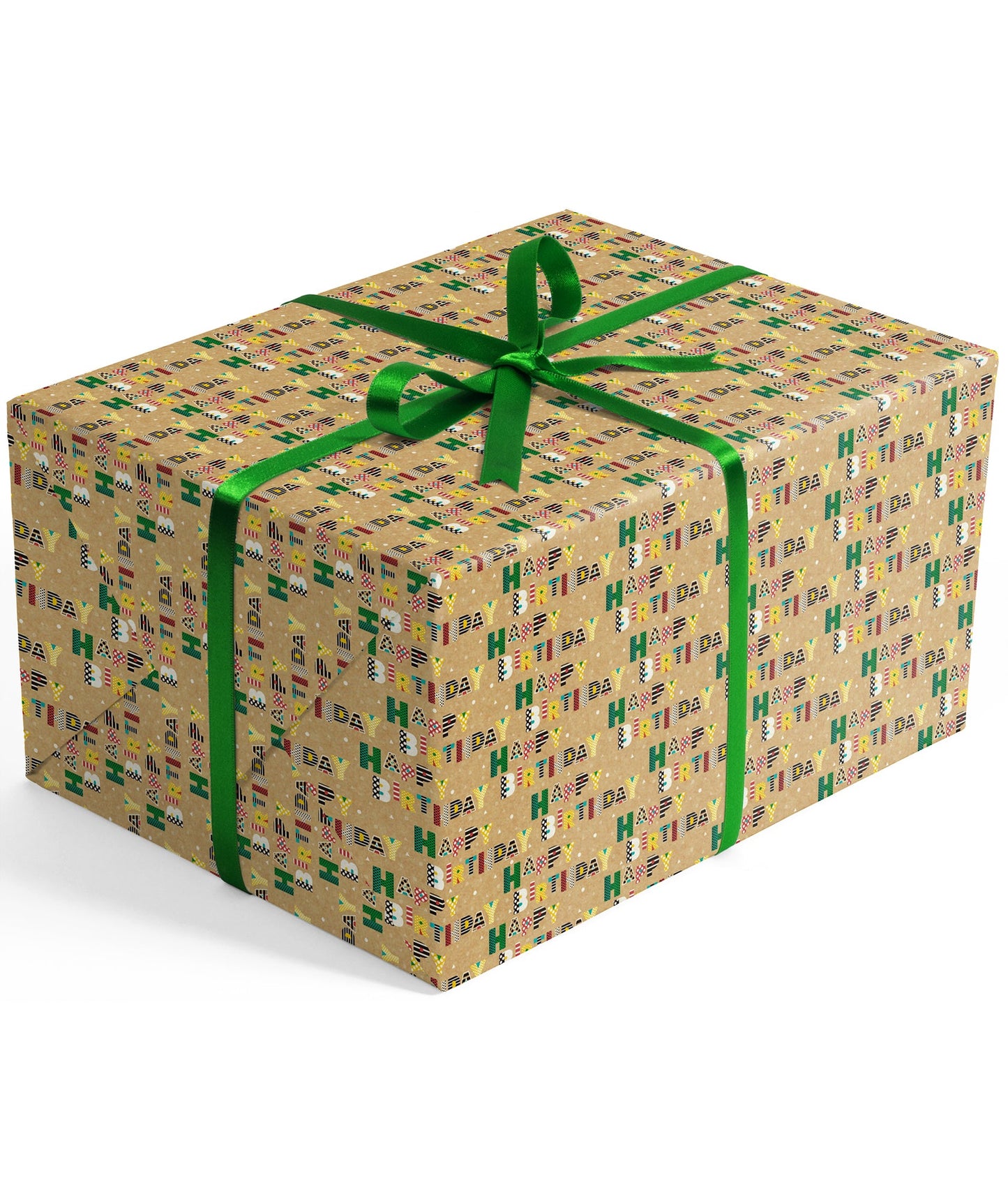 Cute Birthday Letters Eco-friendly Kraft Wrapping Paper wtih Cut Line on Reverse