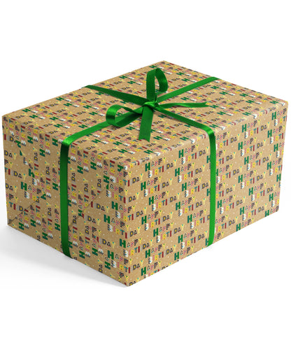 Cute Birthday Letters Eco-friendly Kraft Wrapping Paper wtih Cut Line on Reverse