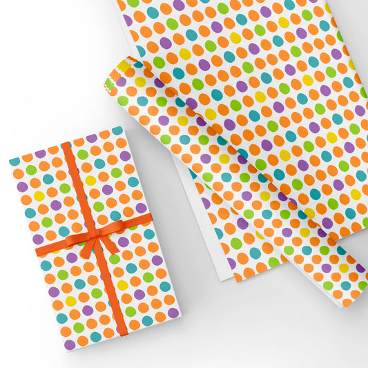 Coloured Polka Dot  Flat Wrapping Paper Sheet 19.7" X 27.6"