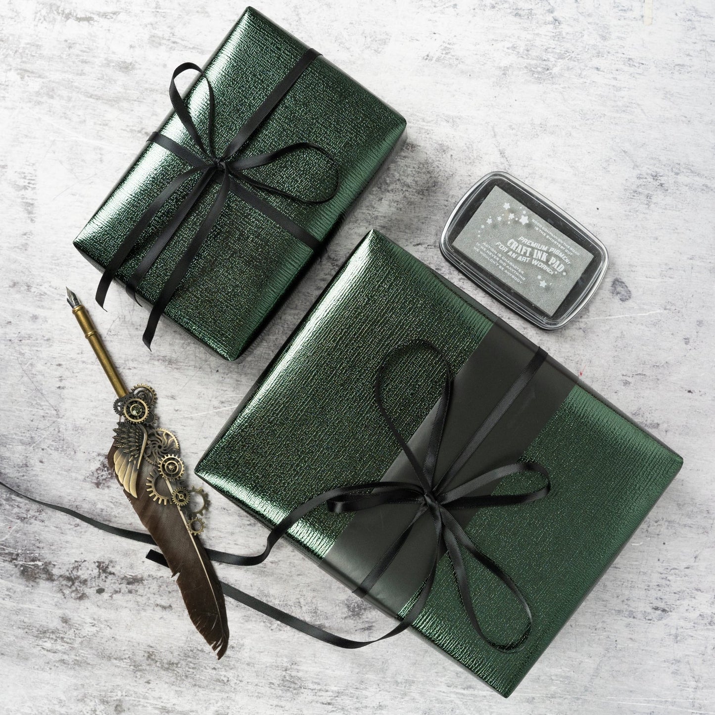 Embossed Cross Grain Wrapping Paper Roll Green