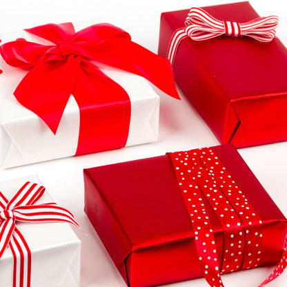 Embossed Cross Grain Wrapping Paper Roll Red