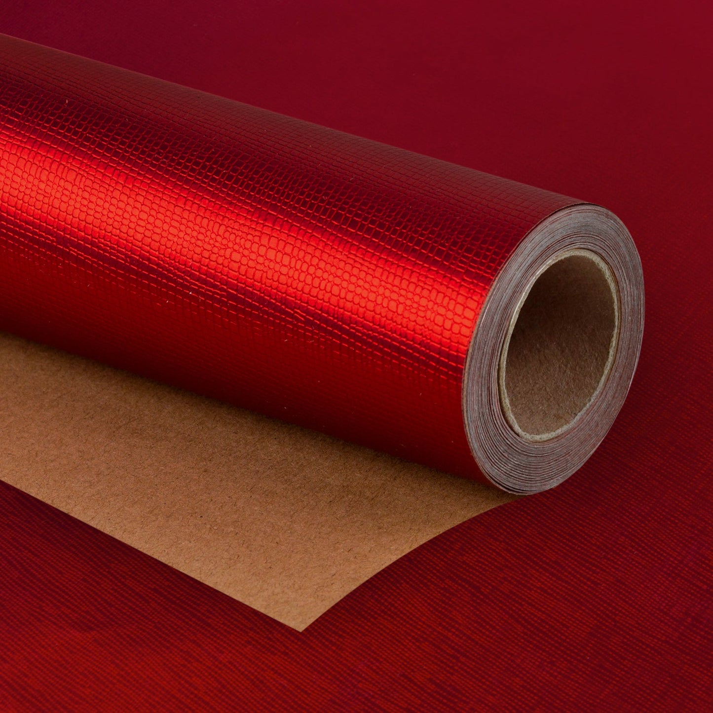 Embossed Cross Grain Wrapping Paper Roll Red