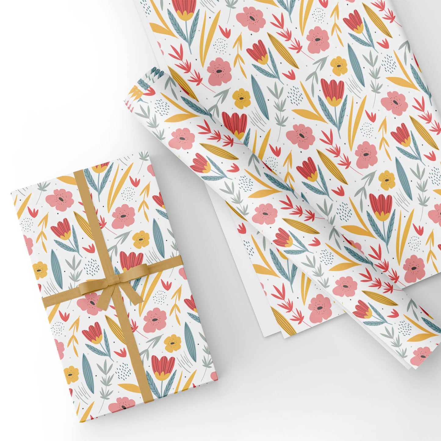 Spring Flower Flat Wrapping Paper Sheet 19.7" X 27.6"