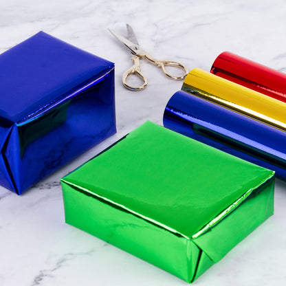 Glossy Metallic Wrapping Paper Roll Green