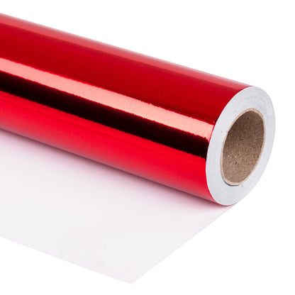 Glossy Metallic Wrapping Paper Roll Red