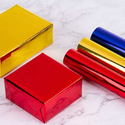 Glossy Metallic Wrapping Paper Roll Red