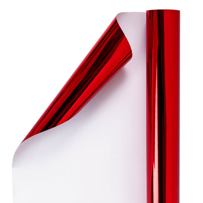 Glossy Metallic Wrapping Paper Roll Red