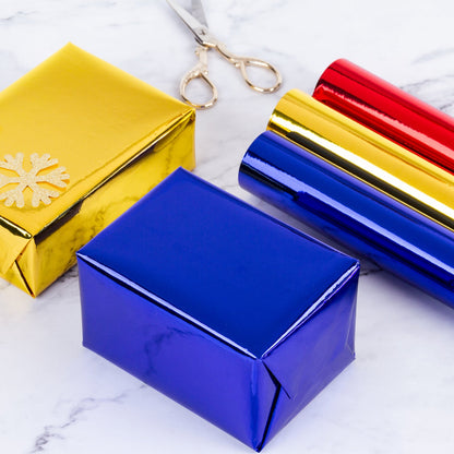 Glossy Metallic Wrapping Paper Roll Royal Blue