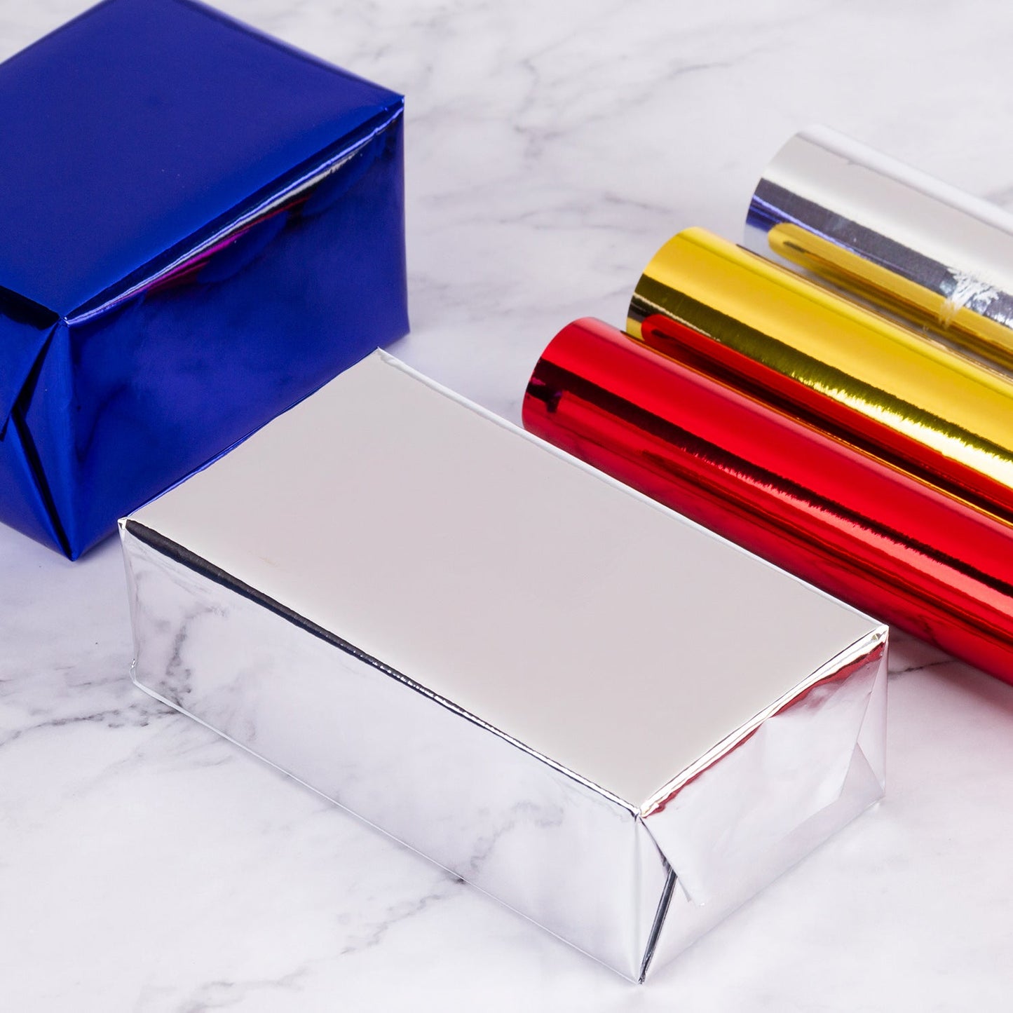 Glossy Metallic Wrapping Paper Roll Silver