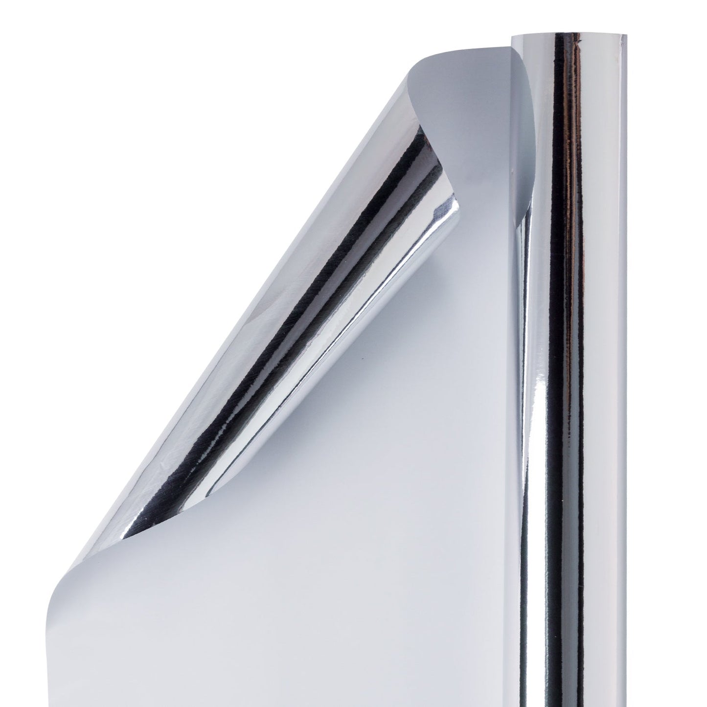 Glossy Metallic Wrapping Paper Roll Silver
