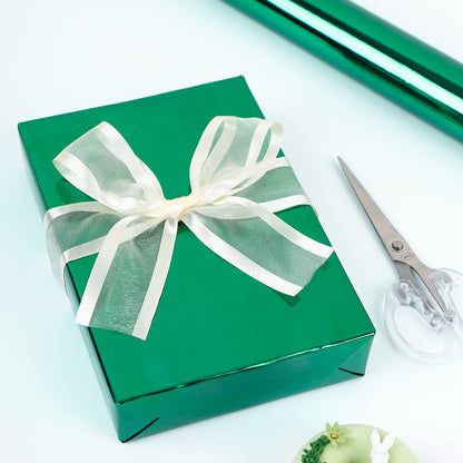Glossy Metallic Wrapping Paper Roll Teal Green