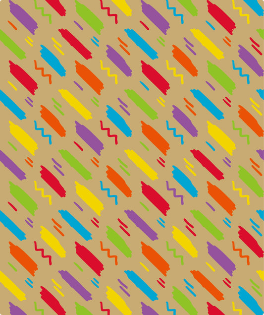 Multicolor Crayon Eco-friendly Kraft Wrapping Paper wtih Cut Line on Reverse