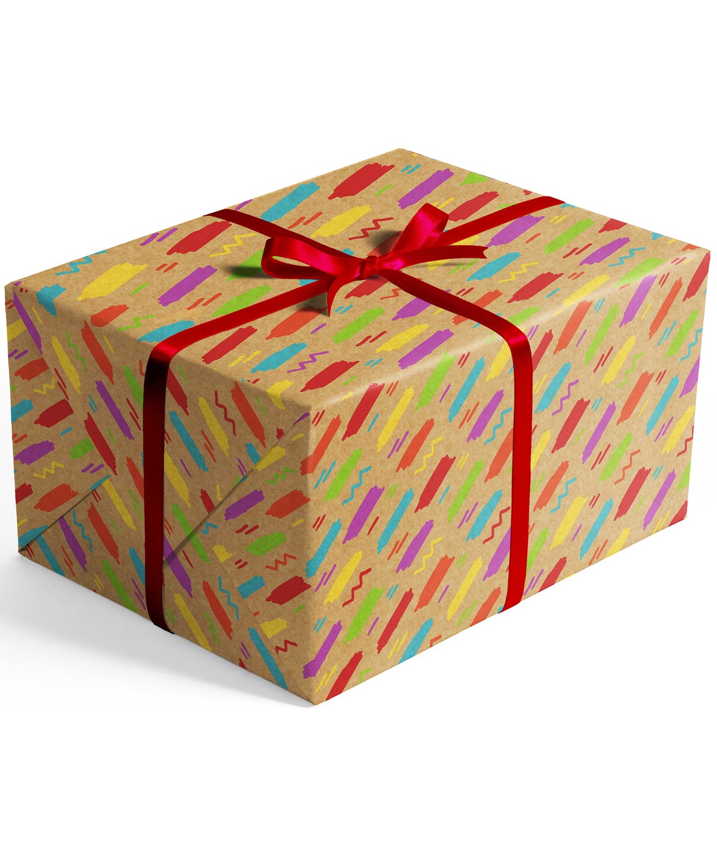 Multicolor Crayon Eco-friendly Kraft Wrapping Paper wtih Cut Line on Reverse
