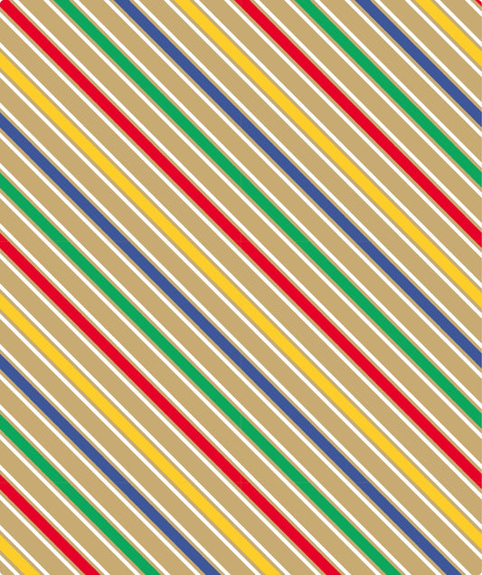 Multicolor Stripe Eco-friendly Kraft Wrapping Paper wtih Cut Line on Reverse