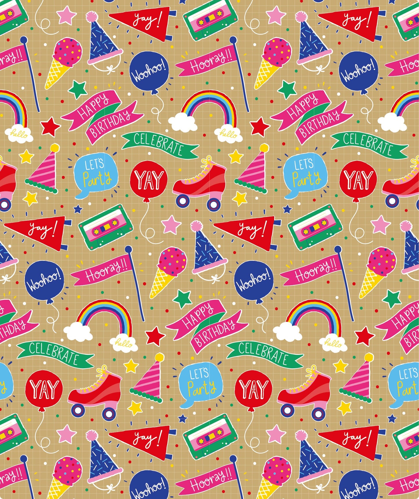 Music Gilrs Birthday Party Eco-friendly Kraft Wrapping Paper wtih Cut Line on Reverse