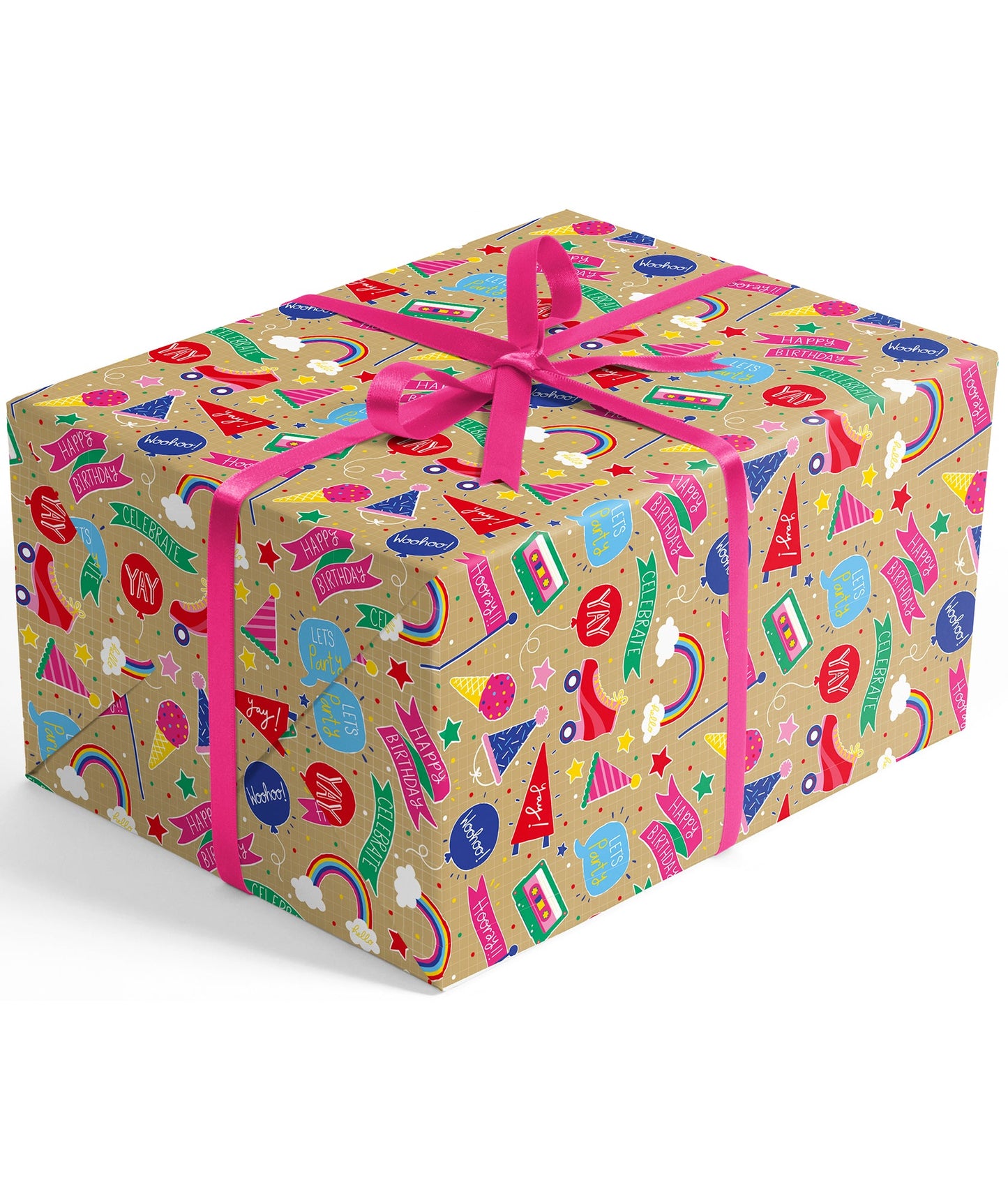 Music Gilrs Birthday Party Eco-friendly Kraft Wrapping Paper wtih Cut Line on Reverse