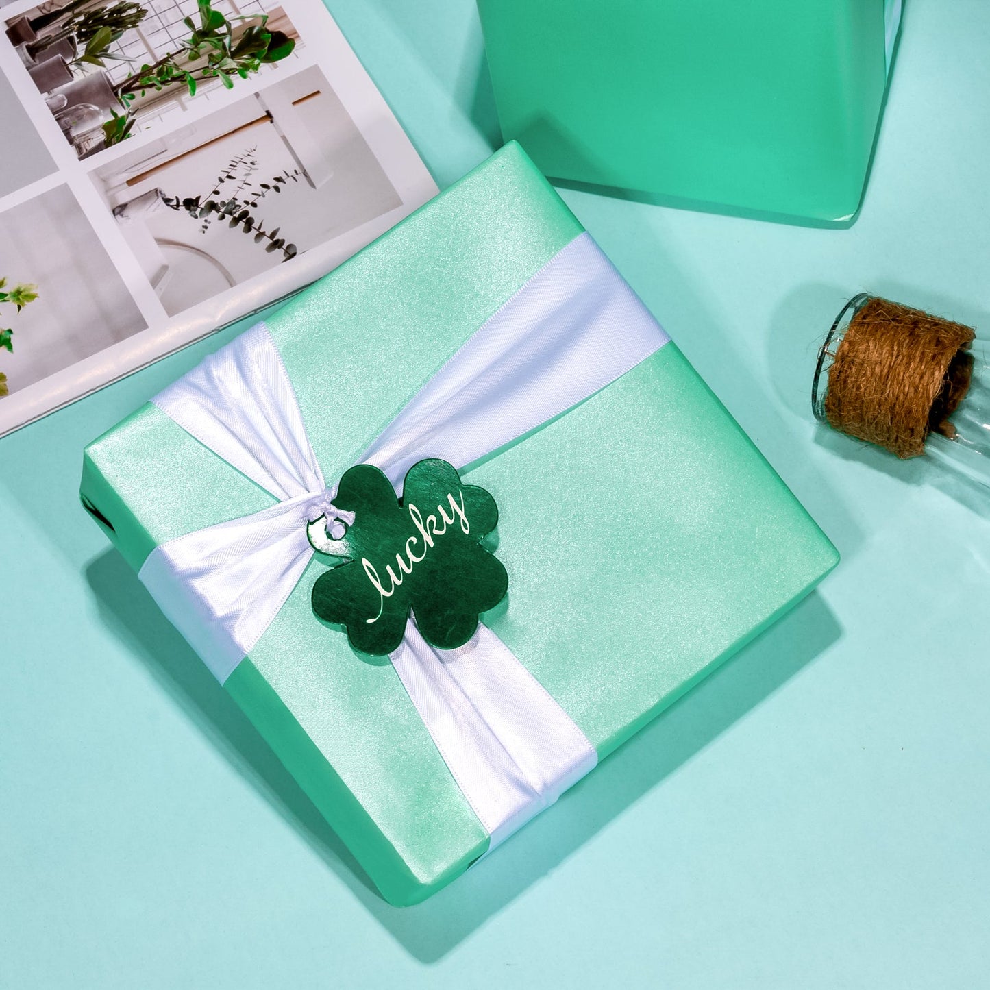 Pearl Gloss Wrapping Paper Roll Aquamarine