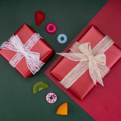 Pearl Gloss Wrapping Paper Roll Chesnut Red
