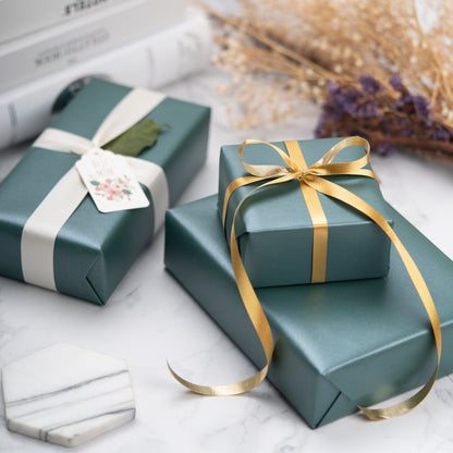 Pearl Gloss Wrapping Paper Roll Forest Green