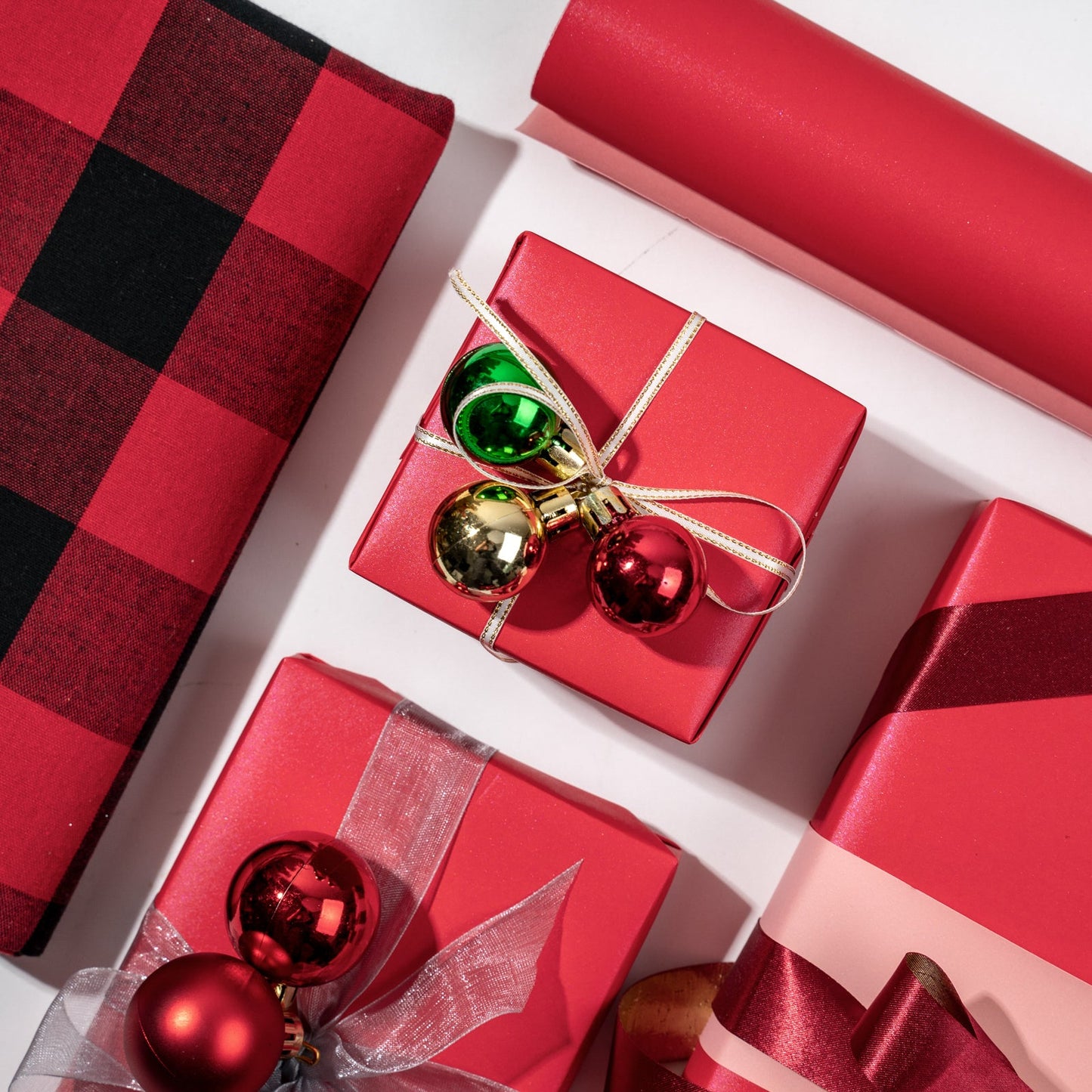 Pearl Gloss Wrapping Paper Roll Hot Red