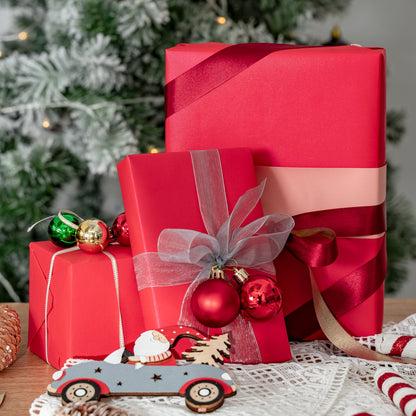 Pearl Gloss Wrapping Paper Roll Hot Red