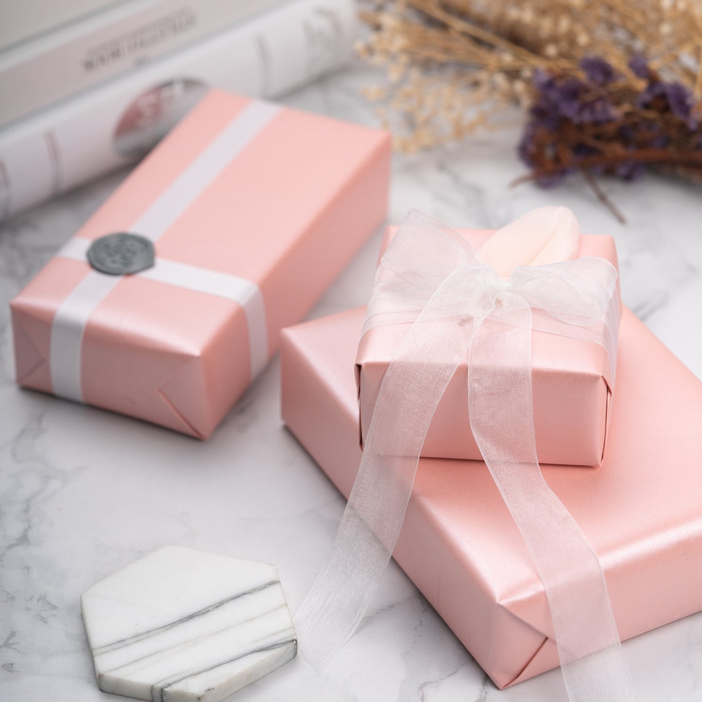 Pearl Gloss Wrapping Paper Roll Light Pink