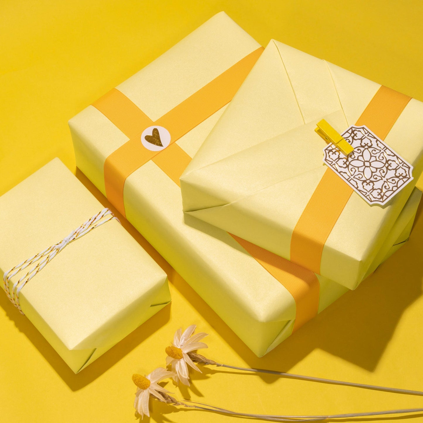 Pearl Gloss Wrapping Paper Roll Maize Yellow