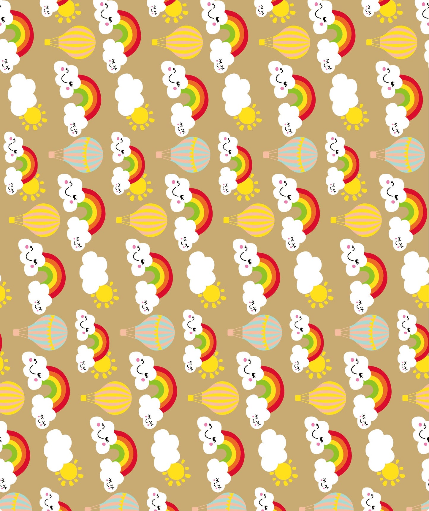 Rainbow Cloud Eco-friendly Kraft Wrapping Paper wtih Cut Line on Reverse