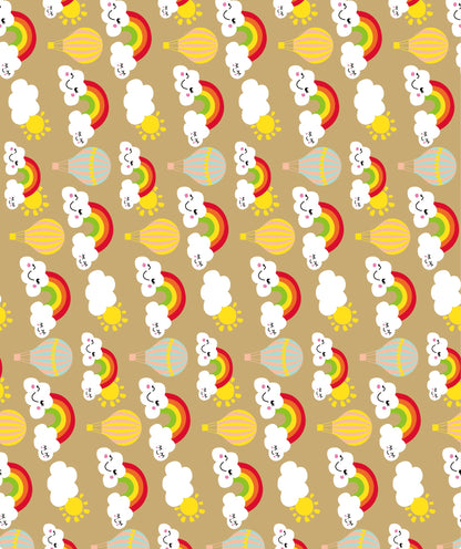 Rainbow Cloud Eco-friendly Kraft Wrapping Paper wtih Cut Line on Reverse