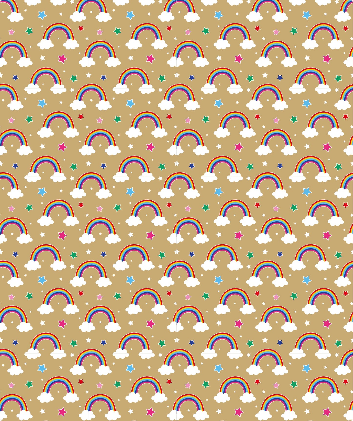 Rainbow Cloud & Star Eco-friendly Kraft Wrapping Paper with Cut Line on Reverse