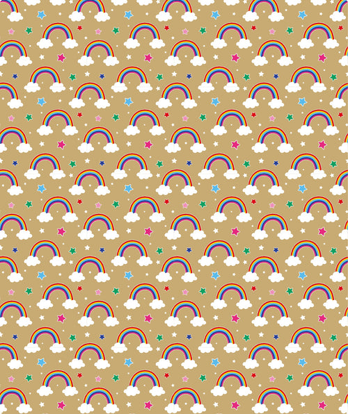 Rainbow Cloud & Star Eco-friendly Kraft Wrapping Paper with Cut Line on Reverse
