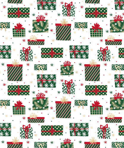 Red & Green Christmas Presents Foil Wrapping Paper Roll