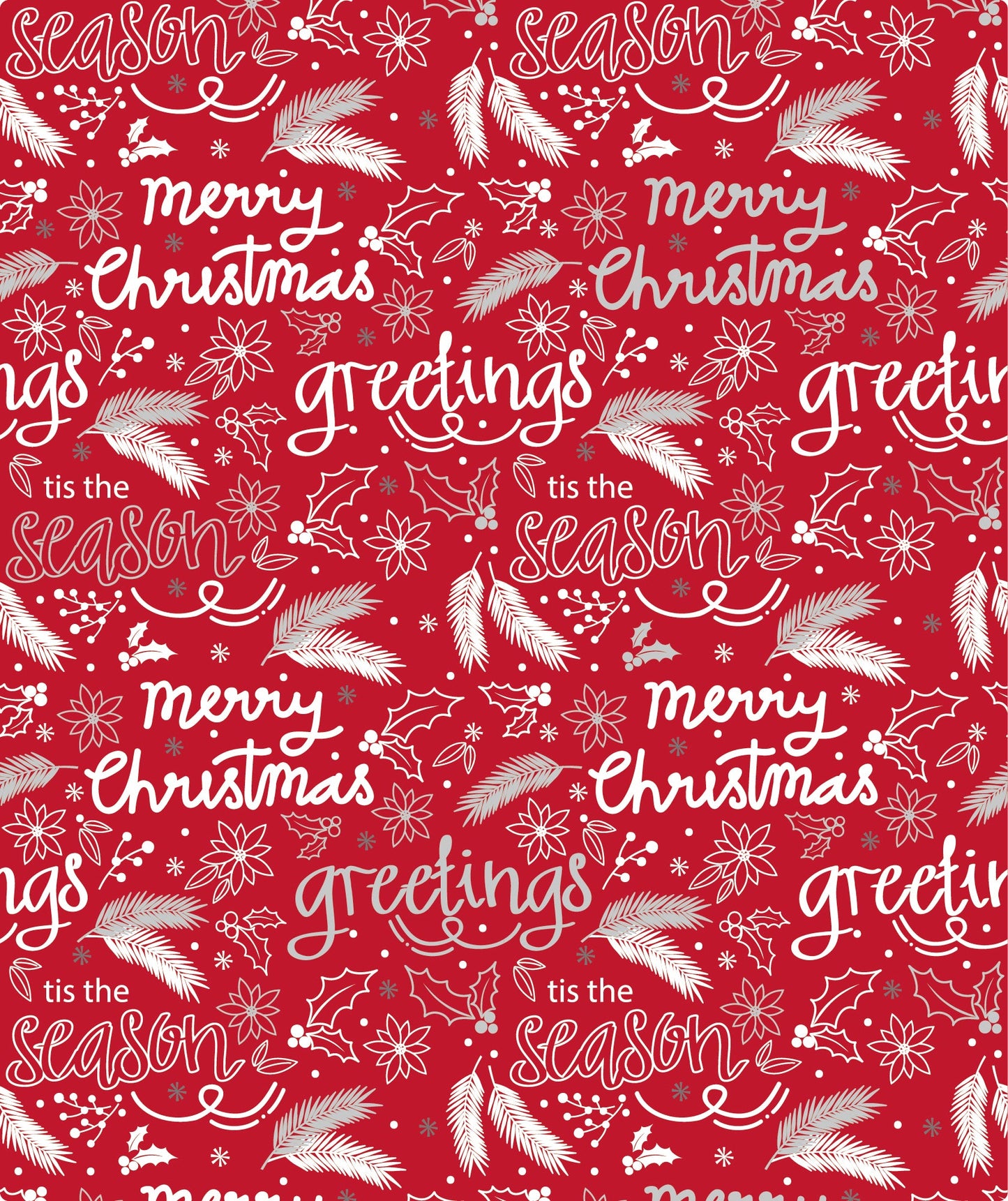 Red & White Christmas Greeting Foil Wrapping Paper Roll