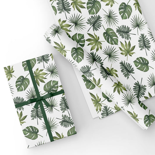 Summer Tropical Leaf Flat Wrapping Paper Sheet 19.7" X 27.6"